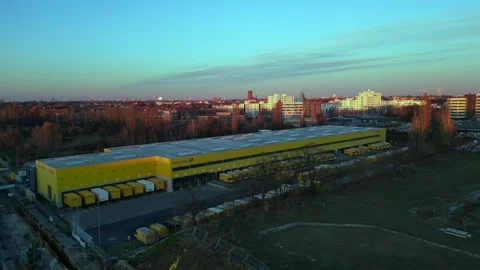 Logistics center, delivery vans distribution. Best aerial view flight drone Stock Footage 321820050