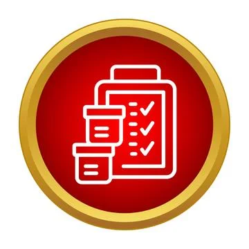 Logistics checklist with boxes icon on red background 스톡 일러스트