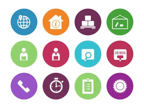 Logistics circle icons on white background Stock Illustration