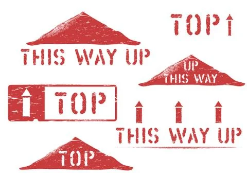 Logistics clean box sign set for delivery. Vector this way up and top arrow Stock Illustration