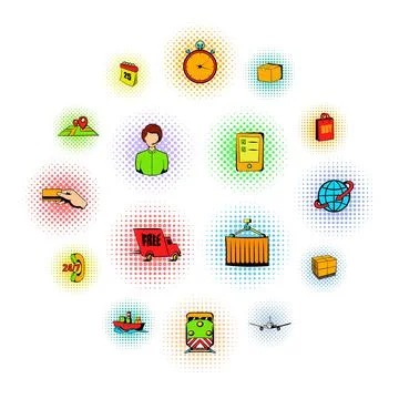 Logistics comics icons イラスト素材