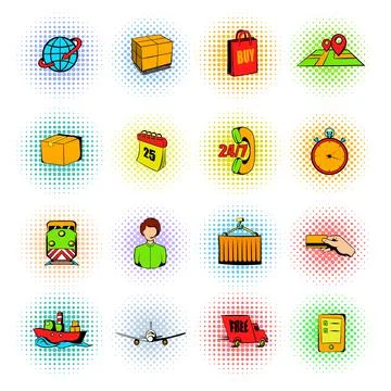 Logistics comics icons Illustrazione stock