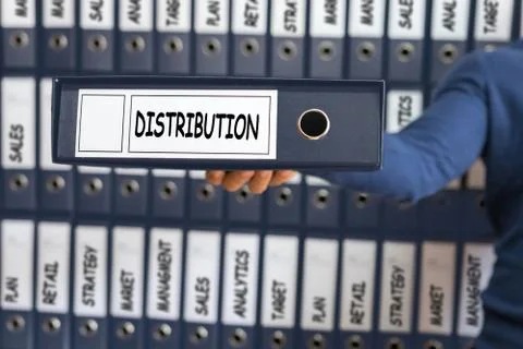 Logistics concept. Distribution strategy concept. Young man holding ring bind Fotos Stock