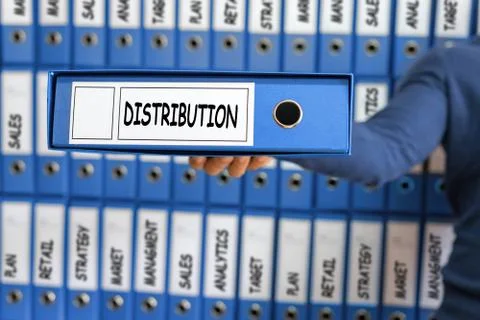 Logistics concept. Distribution strategy concept. Young man holding ring bind Stock Photos