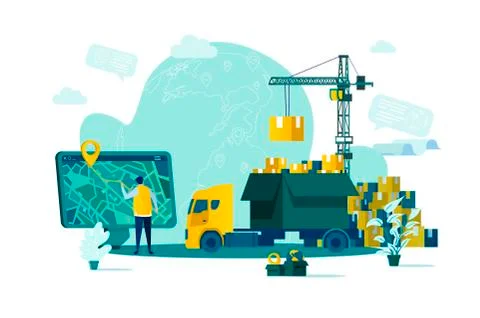 Logistics concept in flat style. Stock Illustration