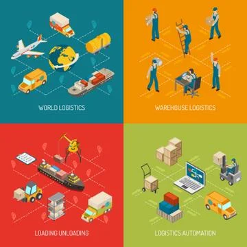 Logistics Concept Isometric Icons Set Stockillustratie