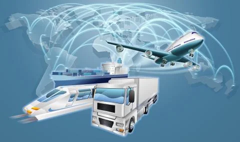 Logistics Concept World Trade Map Stock Illustration