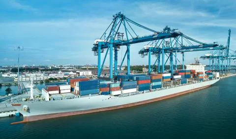 Logistics container cargo ship Stock Photos