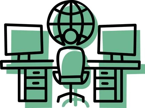 Logistics control center office workspace icon Stock Illustration