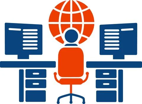Logistics control center operator desk icon イラスト素材