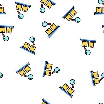 Logistics conveyor and research boxes vector seamless pattern Illustrazione stock