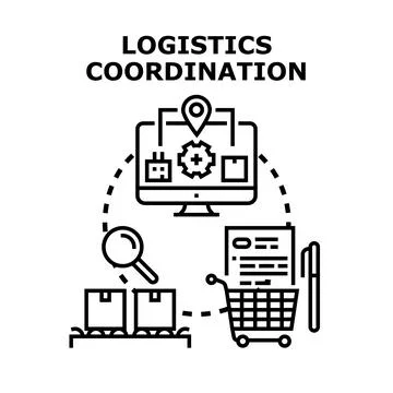 Logistics coordinating global supply chain distribution process Stock Illustration