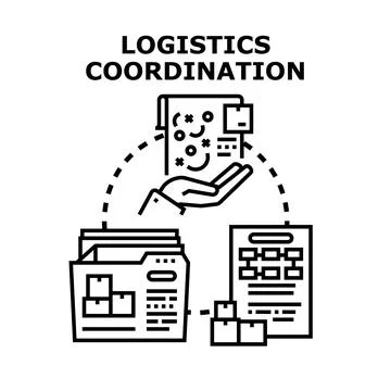Logistics coordination managing supply chain strategy planning Stock Illustration