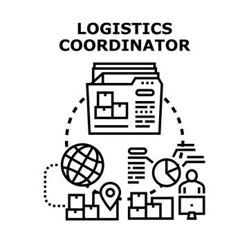 Logistics coordinator managing global supply chain process Stock Illustration