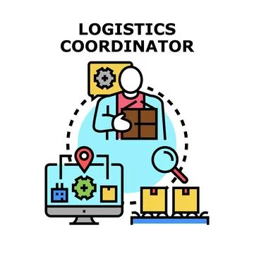 Logistics coordinator managing global supply chain operations Stock Illustration