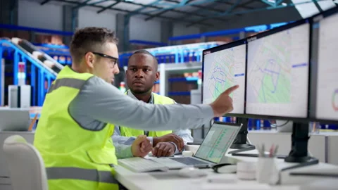 Logistics Coordinator Plans Efficient Delivery Routes Using Laptop Stock Footage 345850988