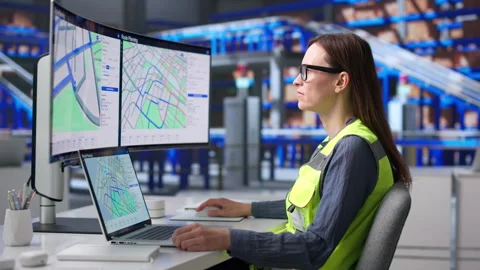 Logistics Coordinator Using Computer Stock Footage 347904078