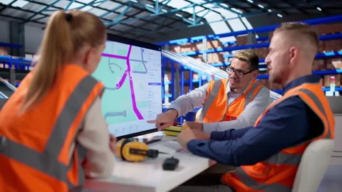 Logistics Coordinators Using Computer Software To Track Stock Footage 337224853