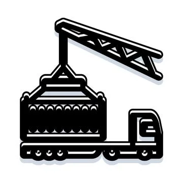 Logistics crane loading cargo container onto truck Illustrazione stock