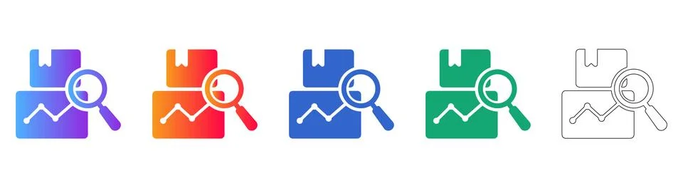 Logistics Data Analysis Icon Set Illustrazione stock