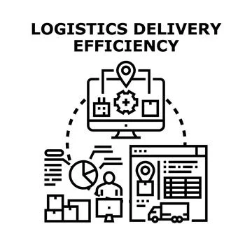 Logistics delivery efficiency concept analyzing supply chain management Stock Illustration