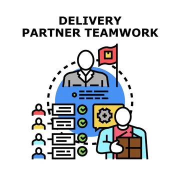 Logistics delivery partner teamwork planning system concept Stock Illustration