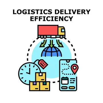 Logistics delivery planning efficiency with global transportation Stock Illustration