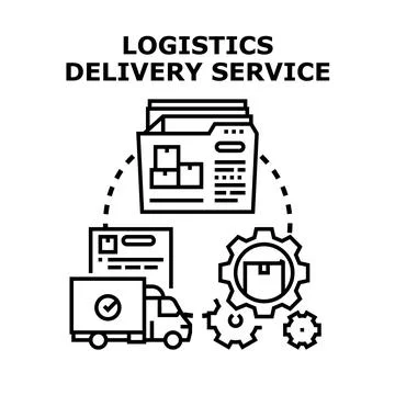 Logistics delivery service process with shipping management Stock Illustration