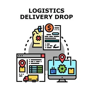 Logistics delivery system managing cargo shipping drop Ilustração Stock
