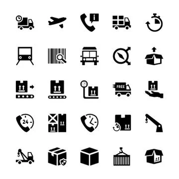 Logistics Delivery Vector Icons Collection Stock Illustration