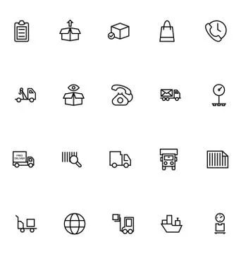Logistics delivery Vector Icons Set 스톡 일러스트