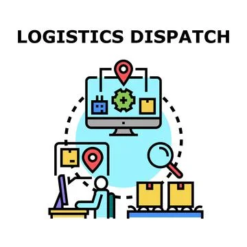 Logistics dispatch and delivery operations management concept Stock Illustration