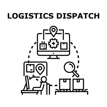 Logistics dispatch and delivery operations management concept Stock Illustration