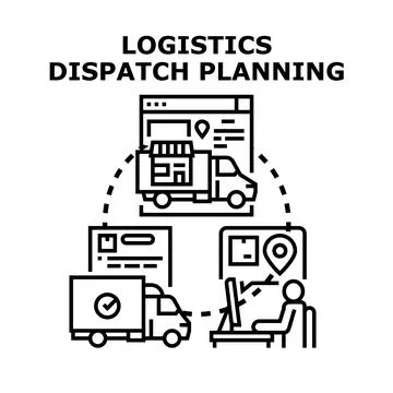 Logistics dispatch planning managing delivery and supply chain Stock Illustration