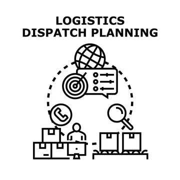 Logistics dispatch planning optimizing global delivery process Stock Illustration