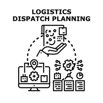 Logistics dispatch planning system delivering goods concept Stock Illustration