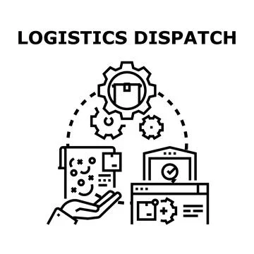 Logistics dispatch process orchestrating delivery management system Stockillustratie