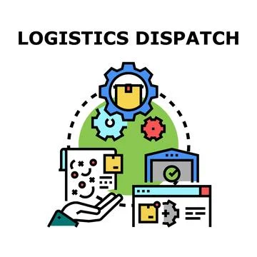 Logistics dispatch process orchestrating delivery management system Stock Illustration