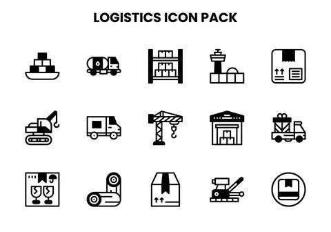 Logistics DuoTone Bundle Icons Pack Stock Illustration