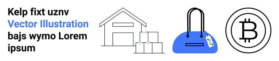 Logistics, e-commerce, cryptocurrency, business transactions, warehousing, re Stock Illustration