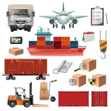 Logistics Elements Set Illustrazione stock