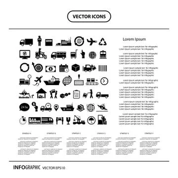 Logistics export icon info graphic Stock Illustration