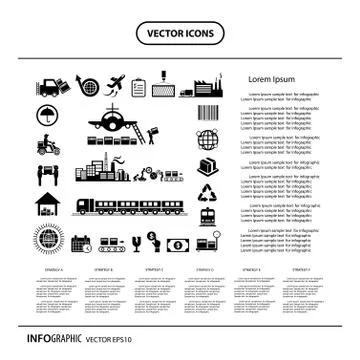 Logistics export icon info graphic Stock Illustration