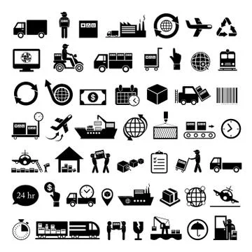 Logistics export icon set Stock Illustration