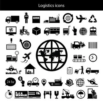 Logistics export icon set Stock Illustration