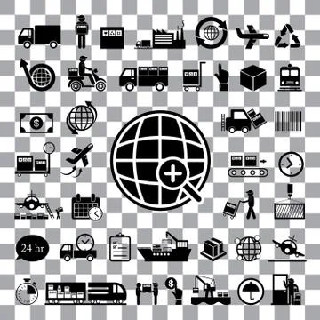 Logistics export icon set Stock Illustration