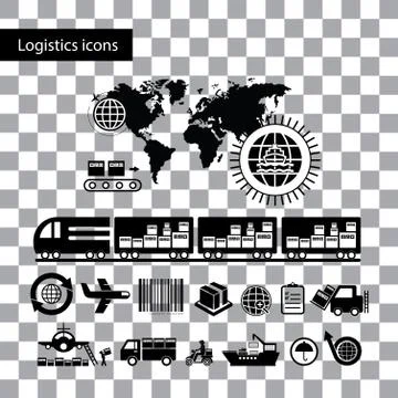 Logistics export icon set Stock Illustration