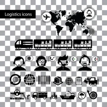 Logistics export icon set Illustrazione stock