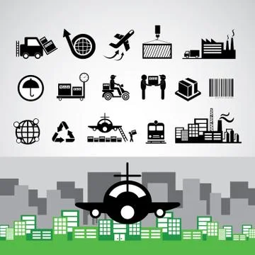 Logistics export icon set Stock Illustration
