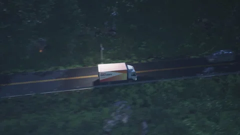 Logistics express delivery lorry transporting the items from the supply chain Stock Footage 303569416